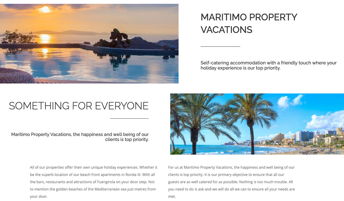 Maritimo Property Vacation Marbella wordpress website designers