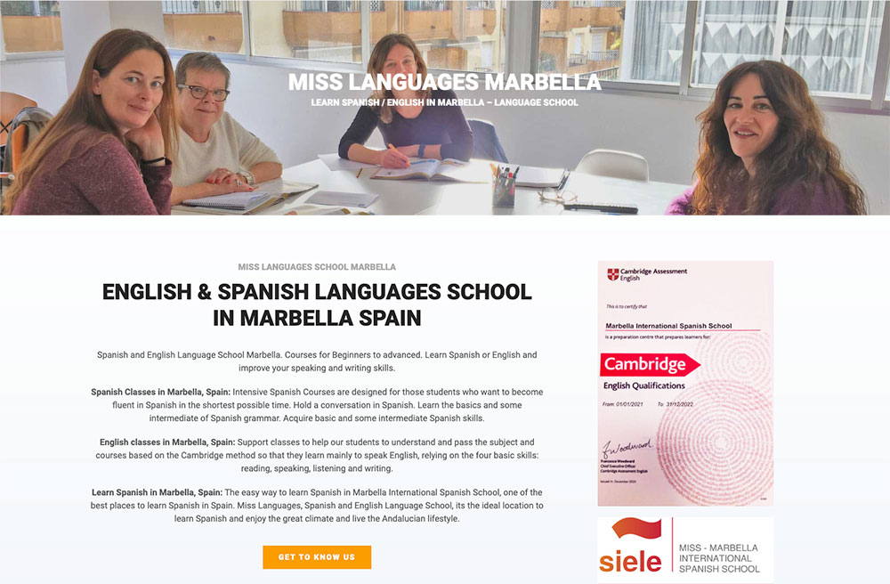 wordpress website design for miss languages marbella language school