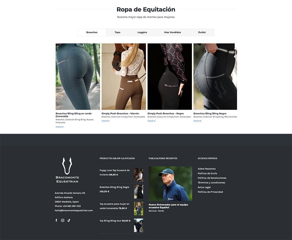 womens high quality horse riding clothing and equipment bracomonte equestrian marbella