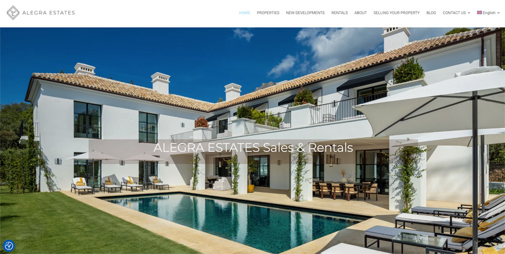 alegra estates real estate wordpress website with ReSales Online wiidoo media plugin